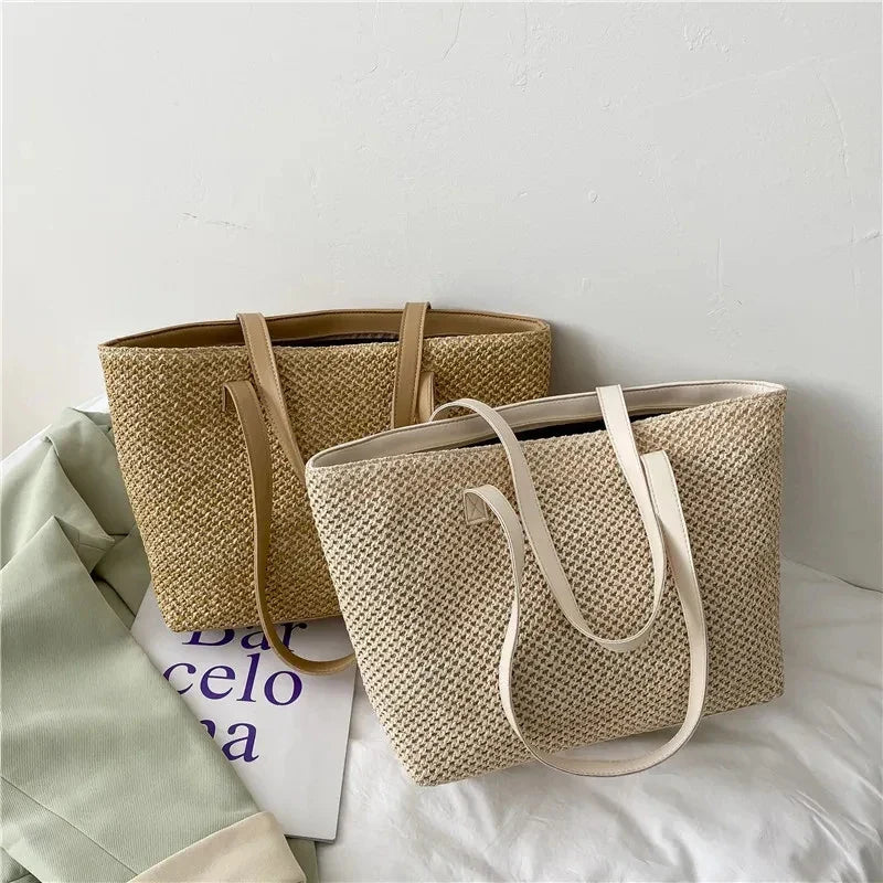 Nera | Elegant straw beach bag-Elly Rose
