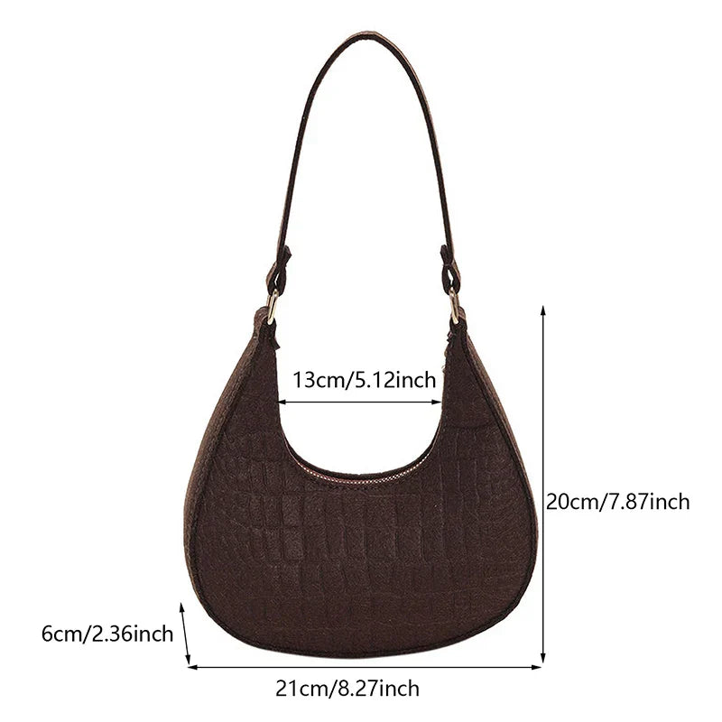 Felt half-moon shoulder bag-Elly Rose
