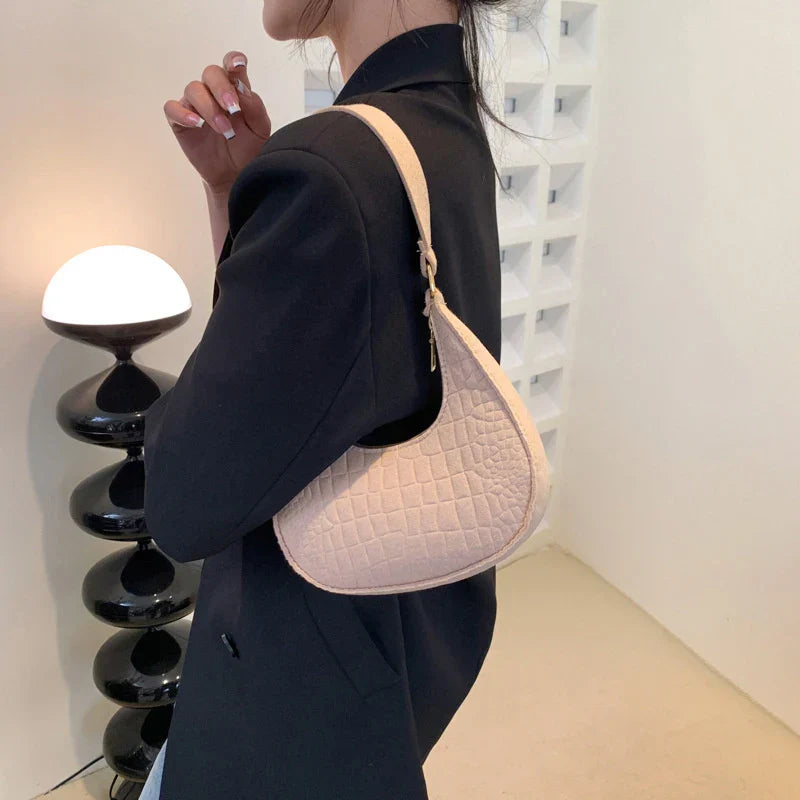 Felt half-moon shoulder bag-Elly Rose