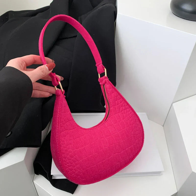 Felt half-moon shoulder bag-Elly Rose