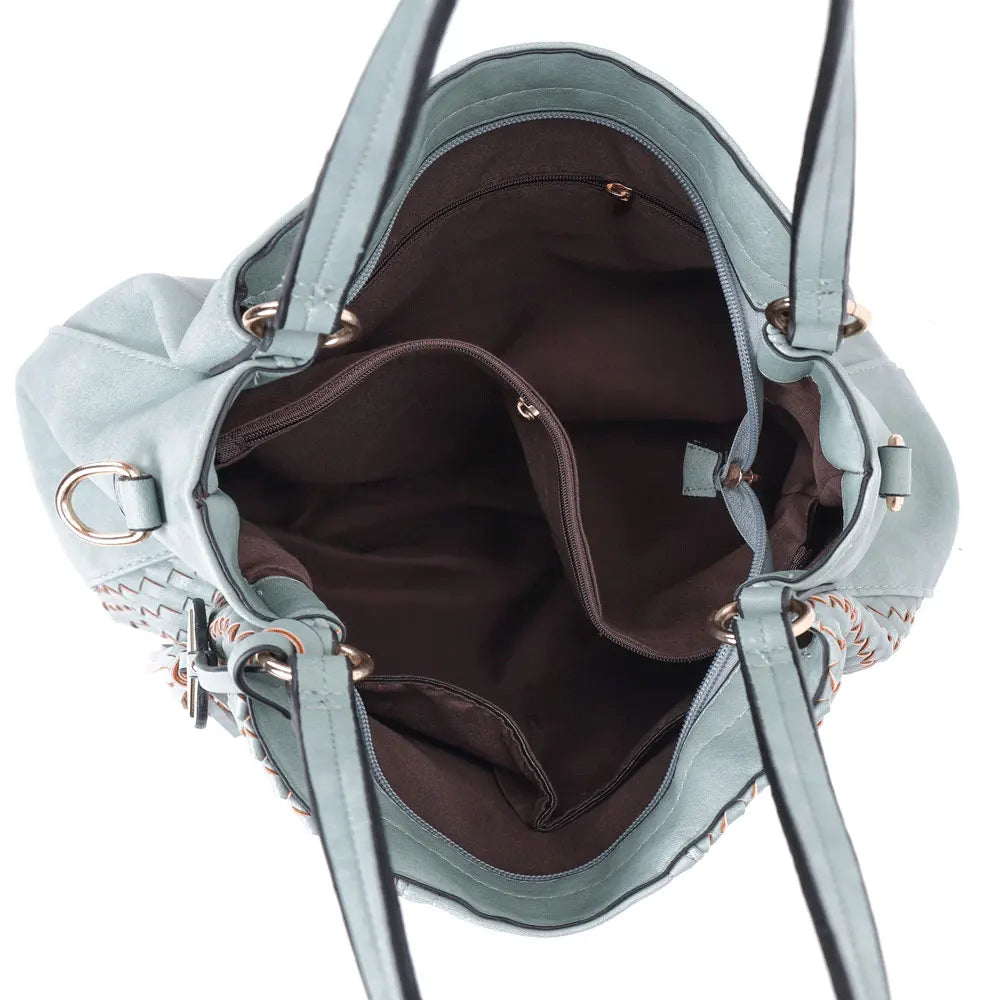BellaViva Woven PU shopping bag-Elly Rose