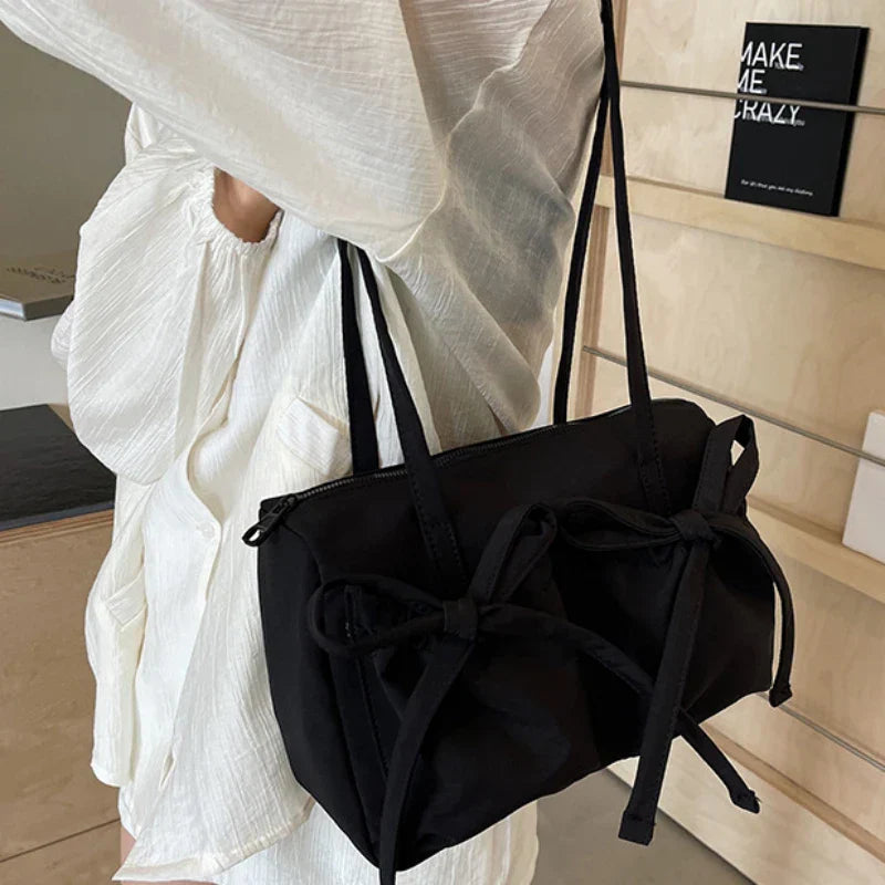 Nylon shoulder bag with bow Fina Moda-Elly Rose