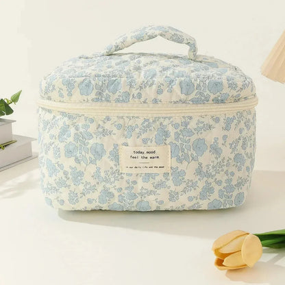 BlossomTidy - Large quilted make-up bag with flowers for women-Elly Rose