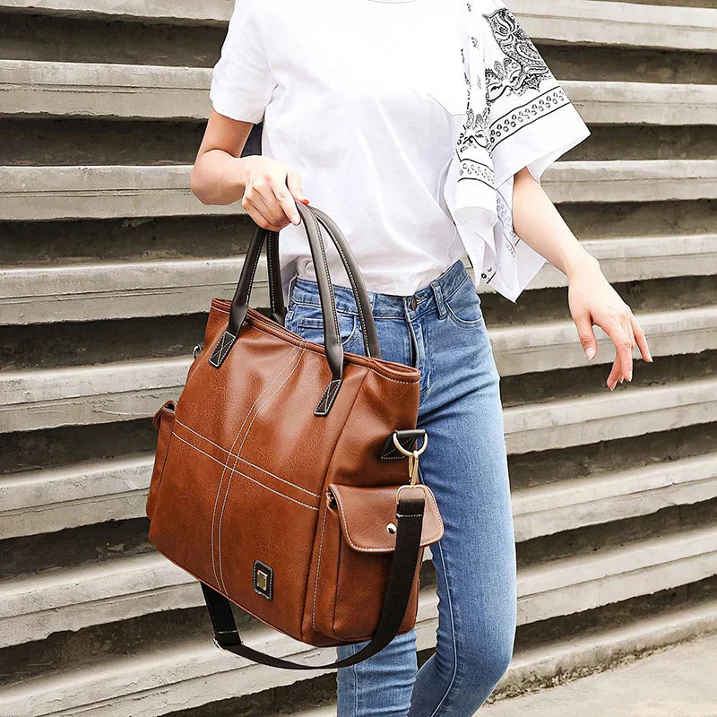 Svala | Large leather tote bag-Elly Rose