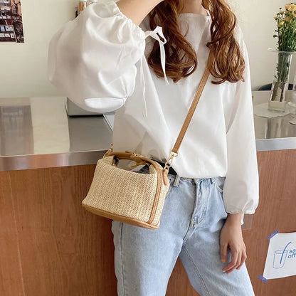 Charm by CocoStyle: straw shoulder bag-Elly Rose