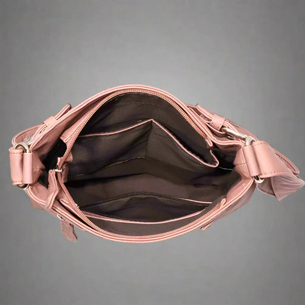 Zara | Soft leather shoulder bag with multiple compartments.-Elly Rose