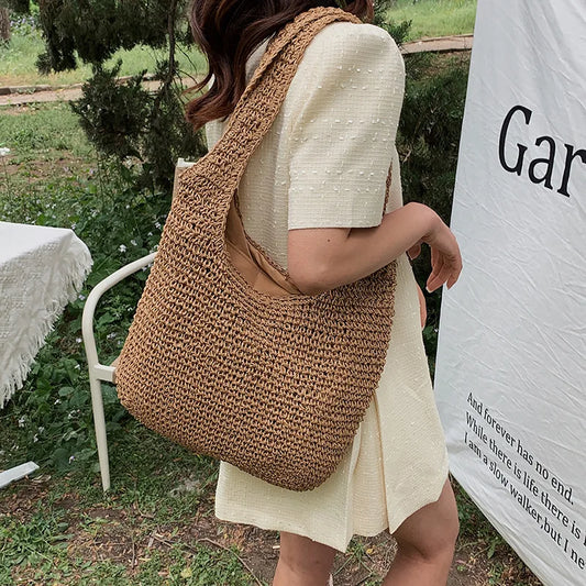 Ariella - Round Summer Straw Bag-Elly Rose