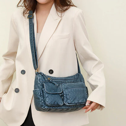 Lykke | Vintage leather shoulder bag with multiple compartments-Elly Rose