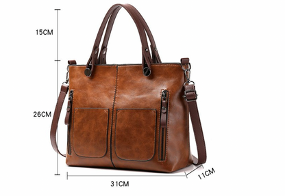 Elly - Vintage leather shoulder bag for ladies-Elly Rose