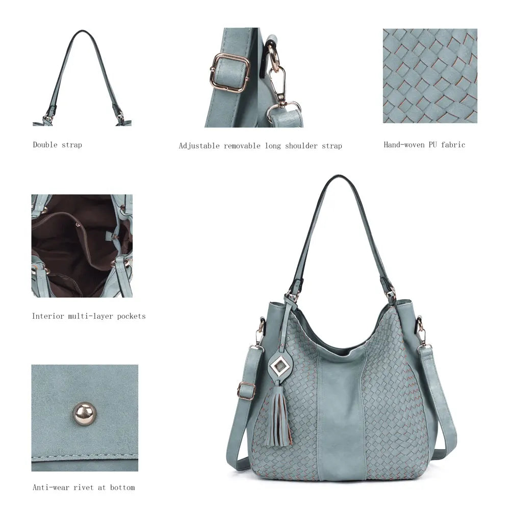 BellaViva Woven PU shopping bag-Elly Rose