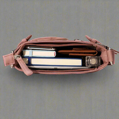 Zara | Soft leather shoulder bag with multiple compartments.-Elly Rose