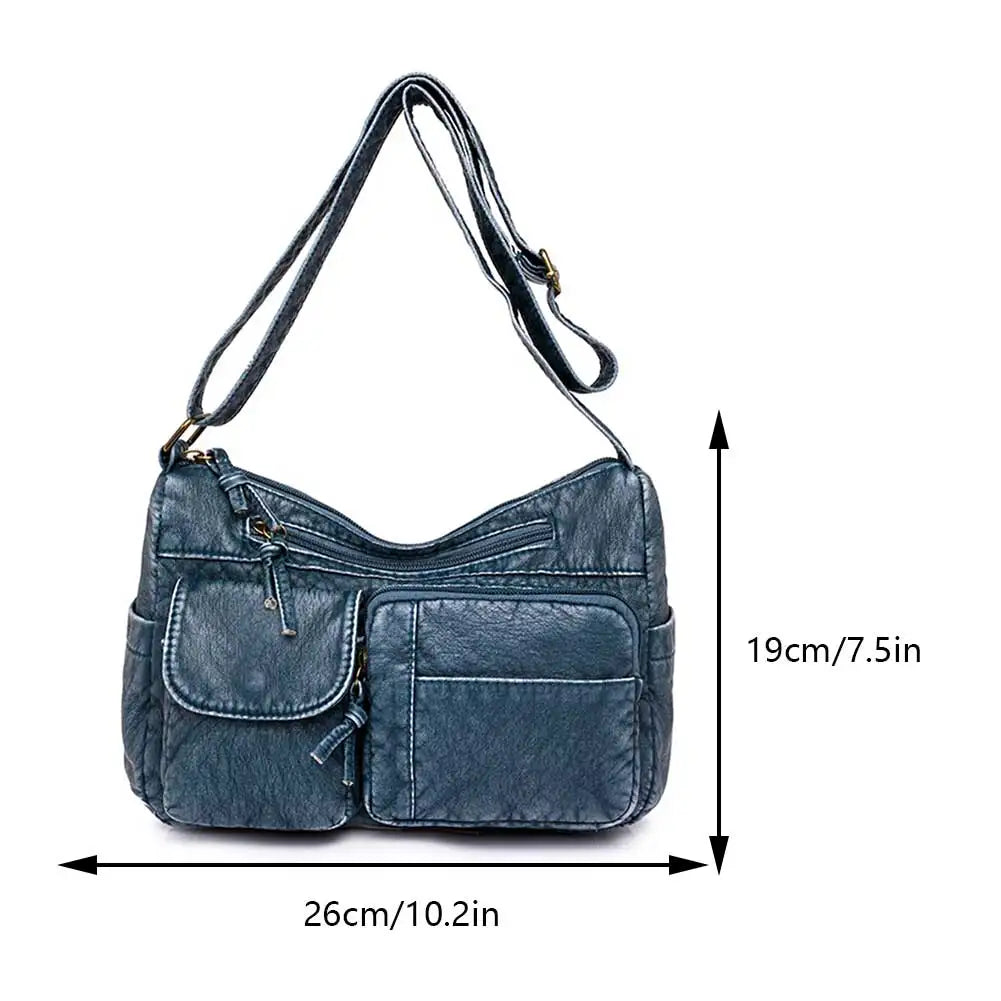 Lykke | Vintage leather shoulder bag with multiple compartments-Elly Rose