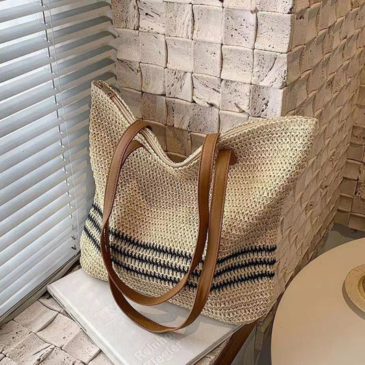 Summer shoulder bag in striped fabric-Elly Rose