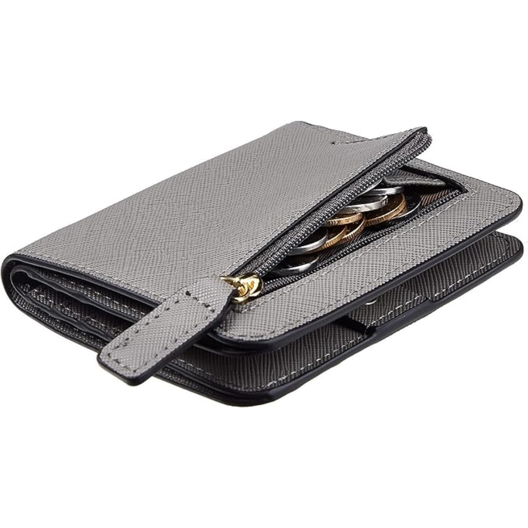 Deluxe leather compact wallet for ladies with RFID blocking - Elvira-Elly Rose