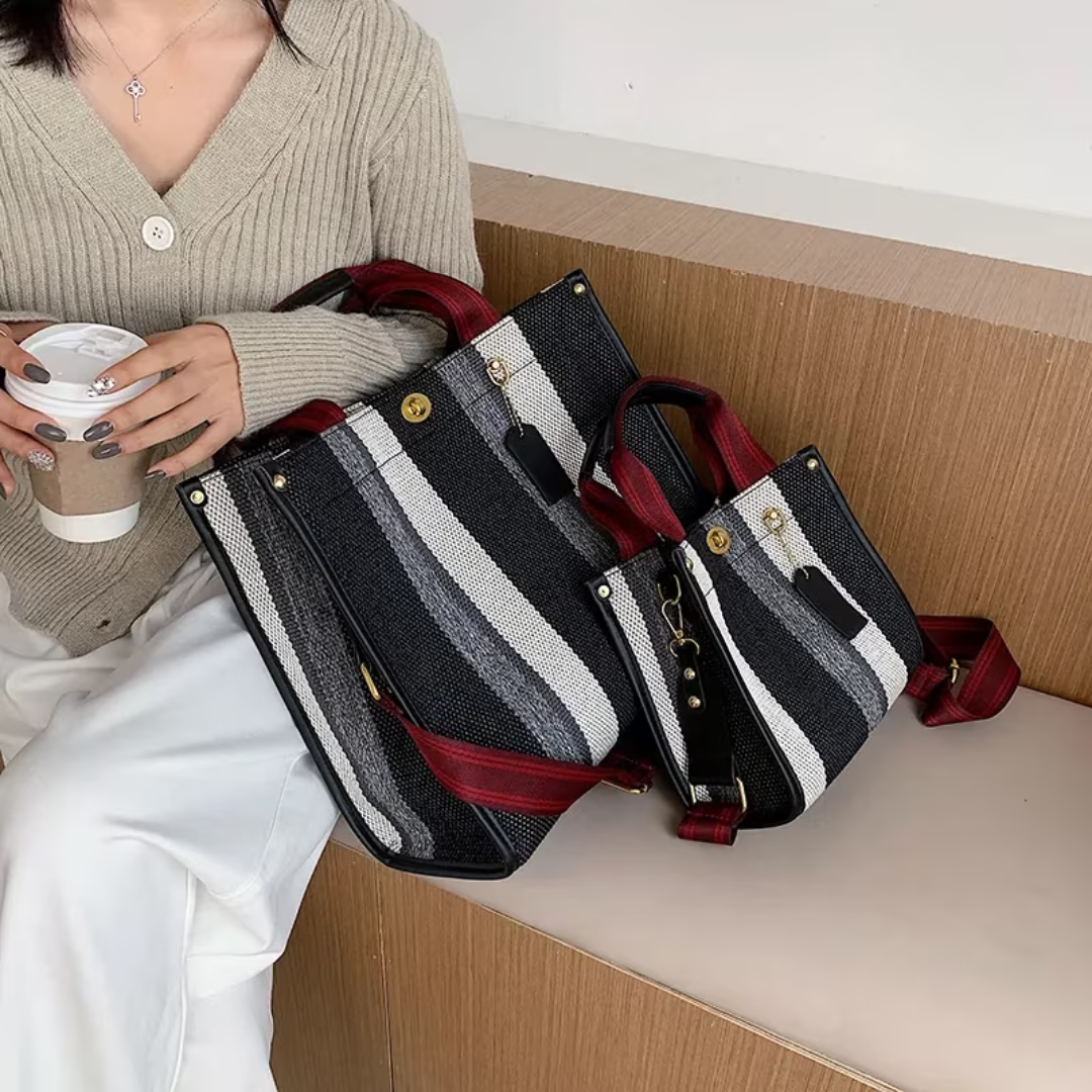 Ivy - Women's striped tote bag - Elegant and versatile-Elly Rose