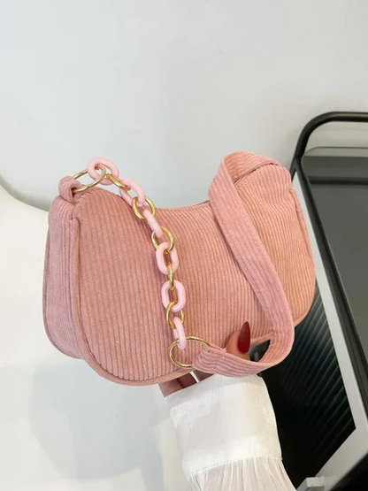 Violet Coduroy Shoulder bag | Handbag | Vintage Clutch Black-Elly Rose