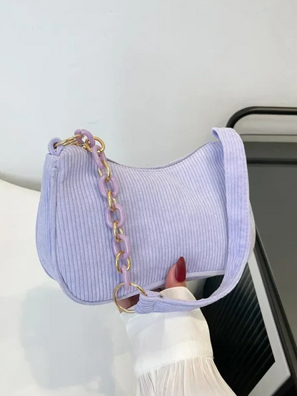 Violet Coduroy Shoulder bag | Handbag | Vintage Clutch Black-Elly Rose