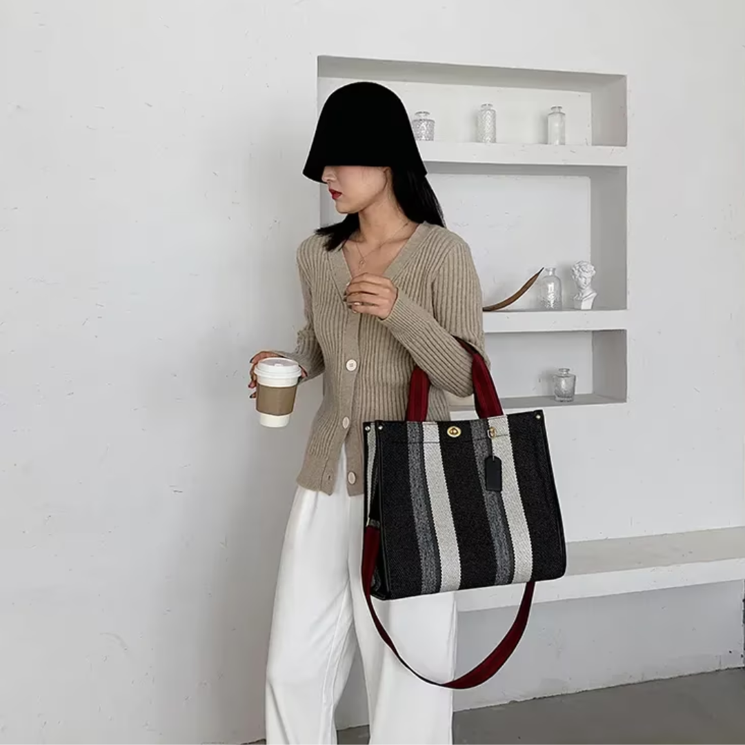Ivy - Women's striped tote bag - Elegant and versatile-Elly Rose