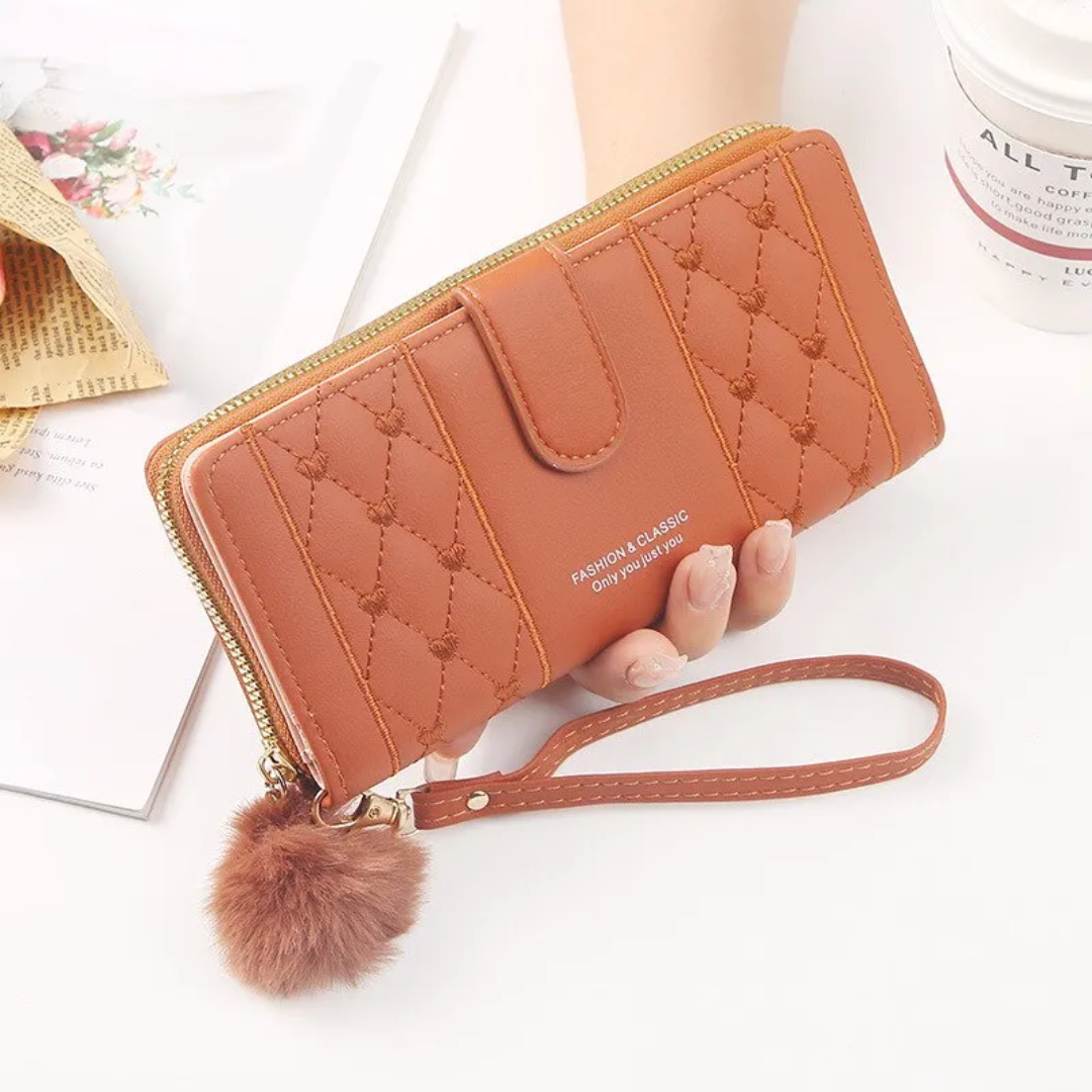 Wallet with embroidered heart motif | With practical hand strap!-Elly Rose