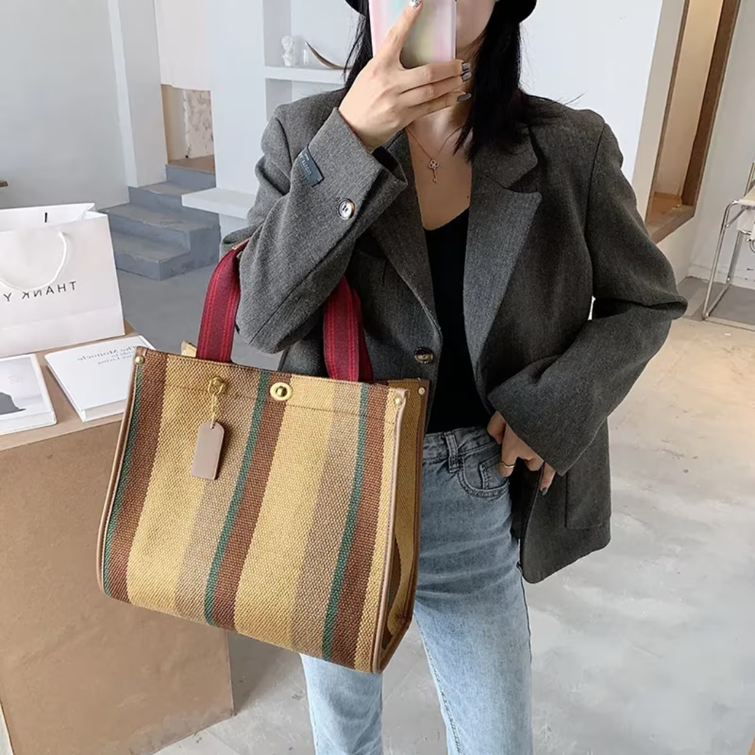 Ivy - Women's striped tote bag - Elegant and versatile-Elly Rose