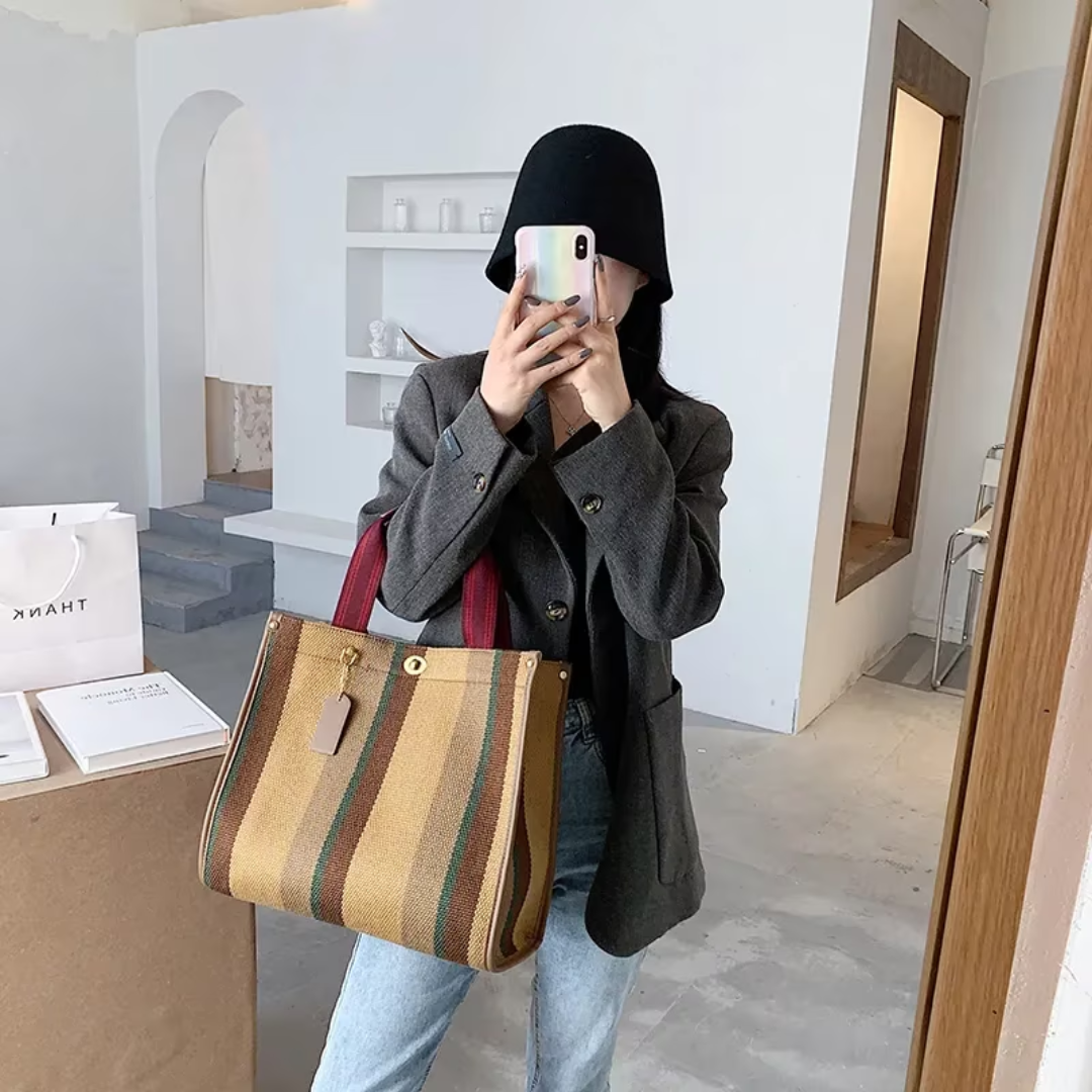 Ivy - Women's striped tote bag - Elegant and versatile-Elly Rose