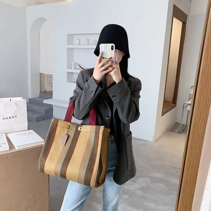 Ivy - Women's striped tote bag - Elegant and versatile-Elly Rose