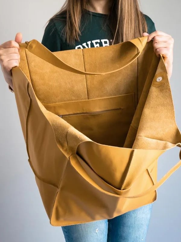 Xylia | New oversized handbag in handmade vegan leather.-Elly Rose