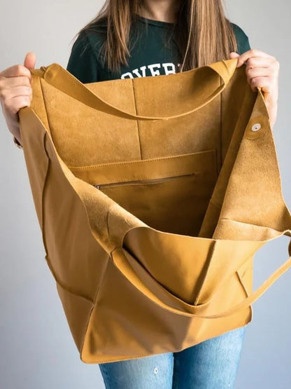 Xylia | New oversized handbag in handmade vegan leather.-Elly Rose