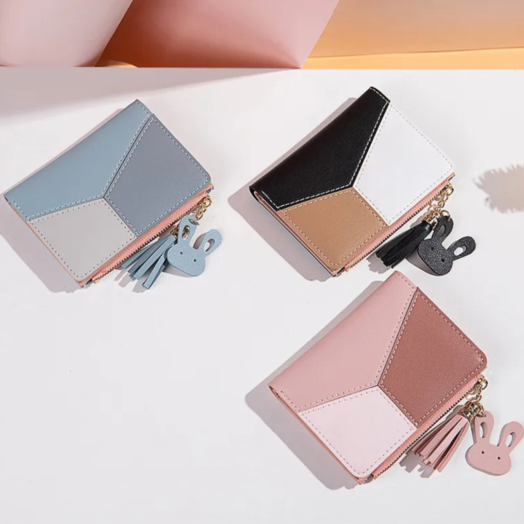Small wallet with pompom zipper | Elegant and functional-Elly Rose