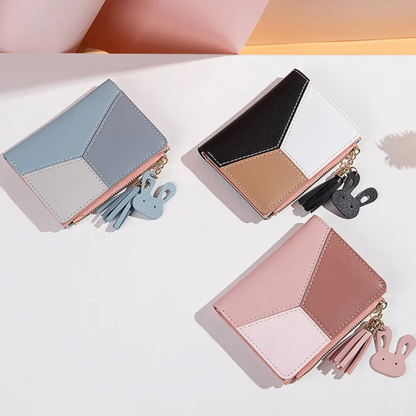 Small wallet with pompom zipper | Elegant and functional-Elly Rose