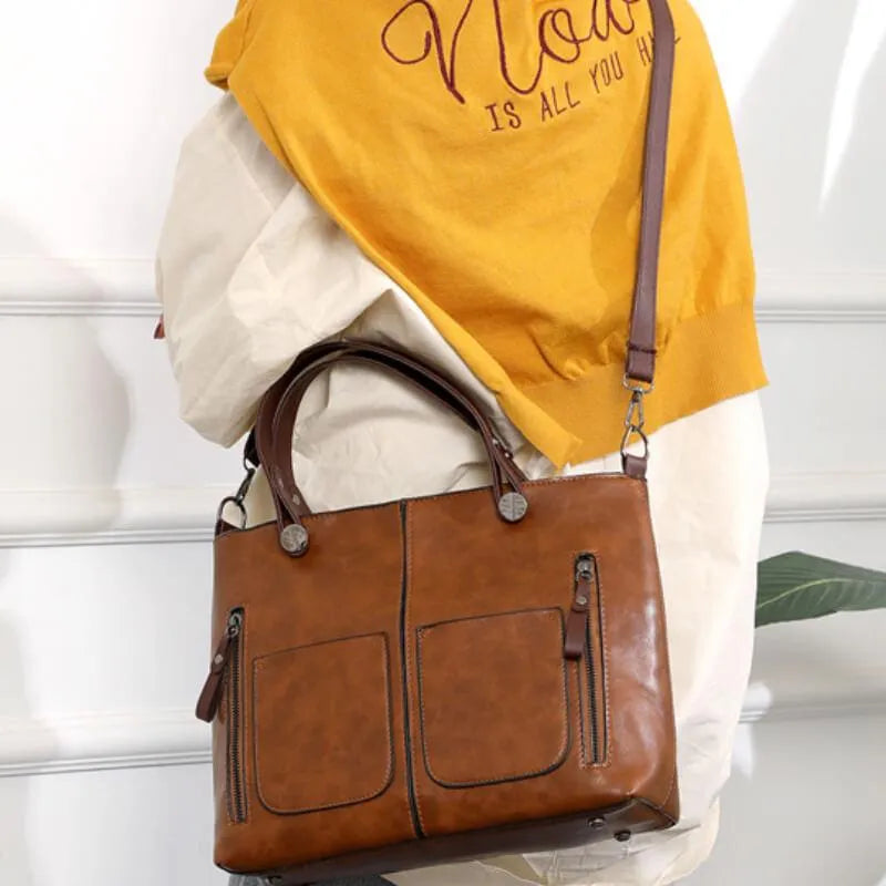 Elly - Vintage leather shoulder bag for ladies-Elly Rose