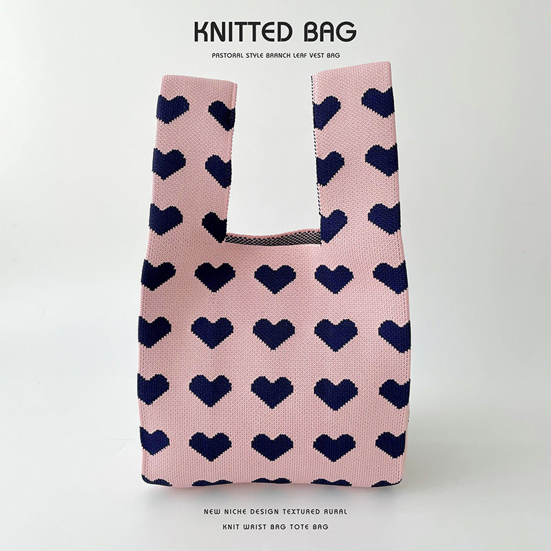 Knitted bag - Coeurs-Elly Rose