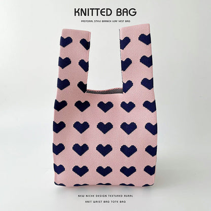 Knitted bag - Coeurs-Elly Rose
