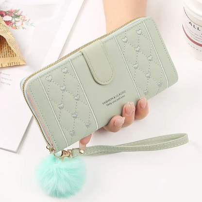 Wallet with embroidered heart motif | With practical hand strap!-Elly Rose