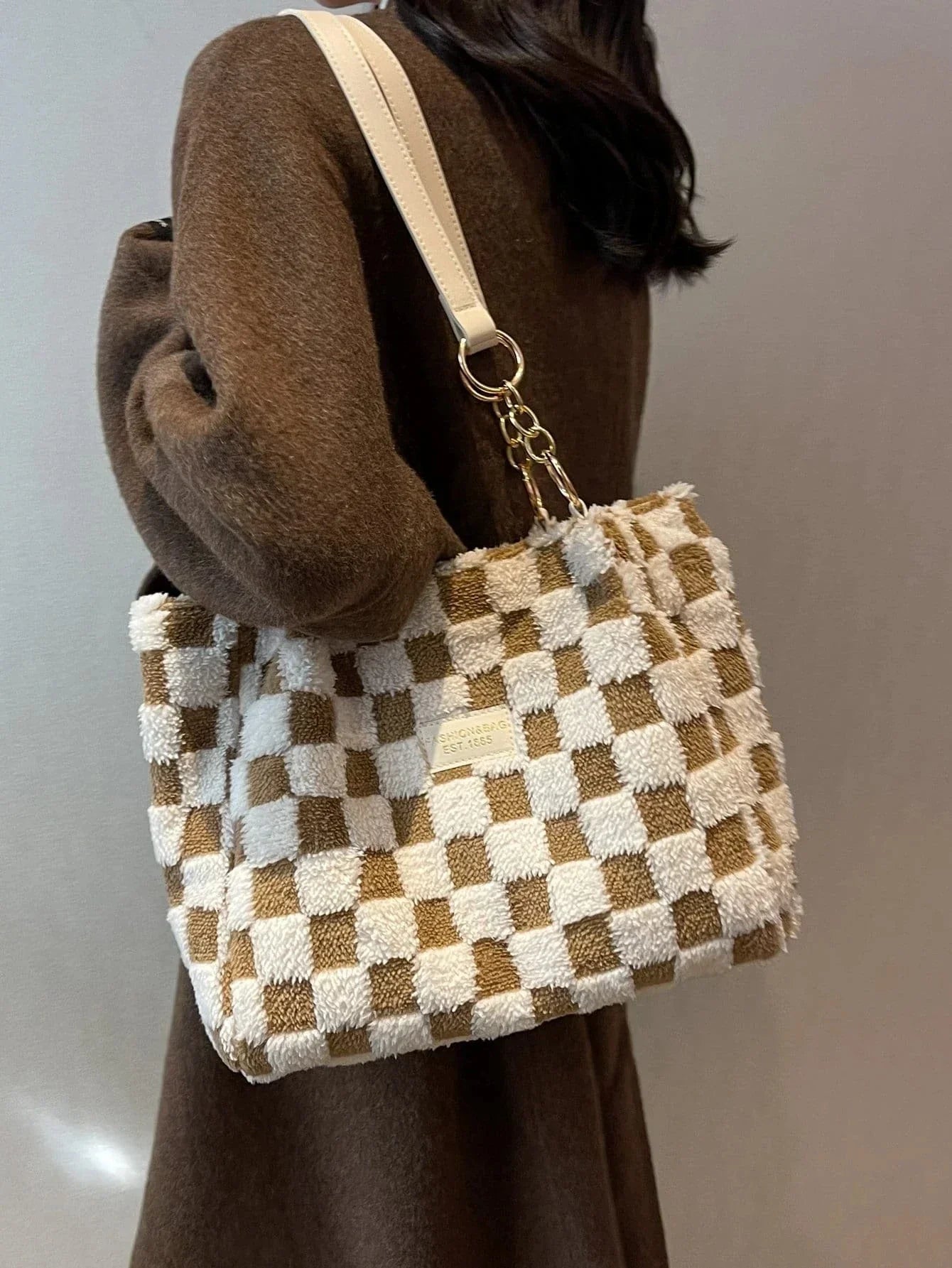 Venus - Trendy checkered shoulder bag for ladies-Elly Rose