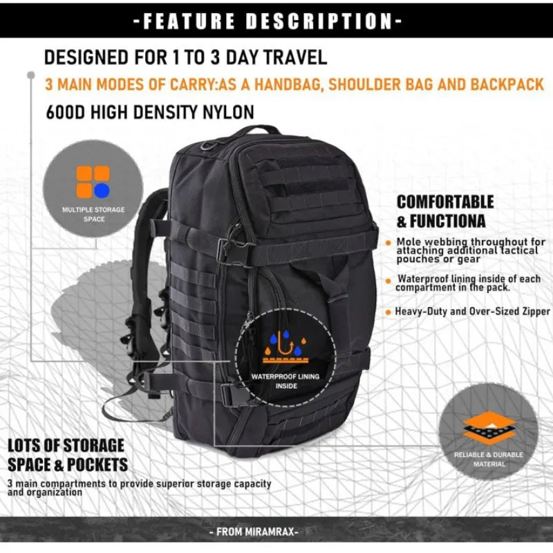 UPTOWN - 3-in-1 tactical travel bag-Elly Rose