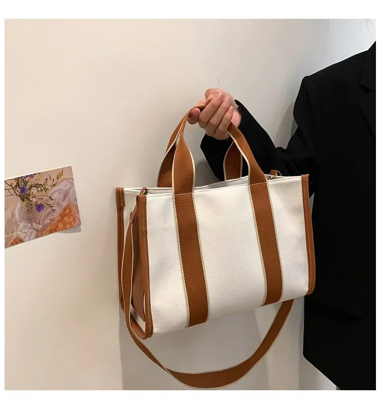 AMELIA - Large elegant canvas shoulder bag-Elly Rose