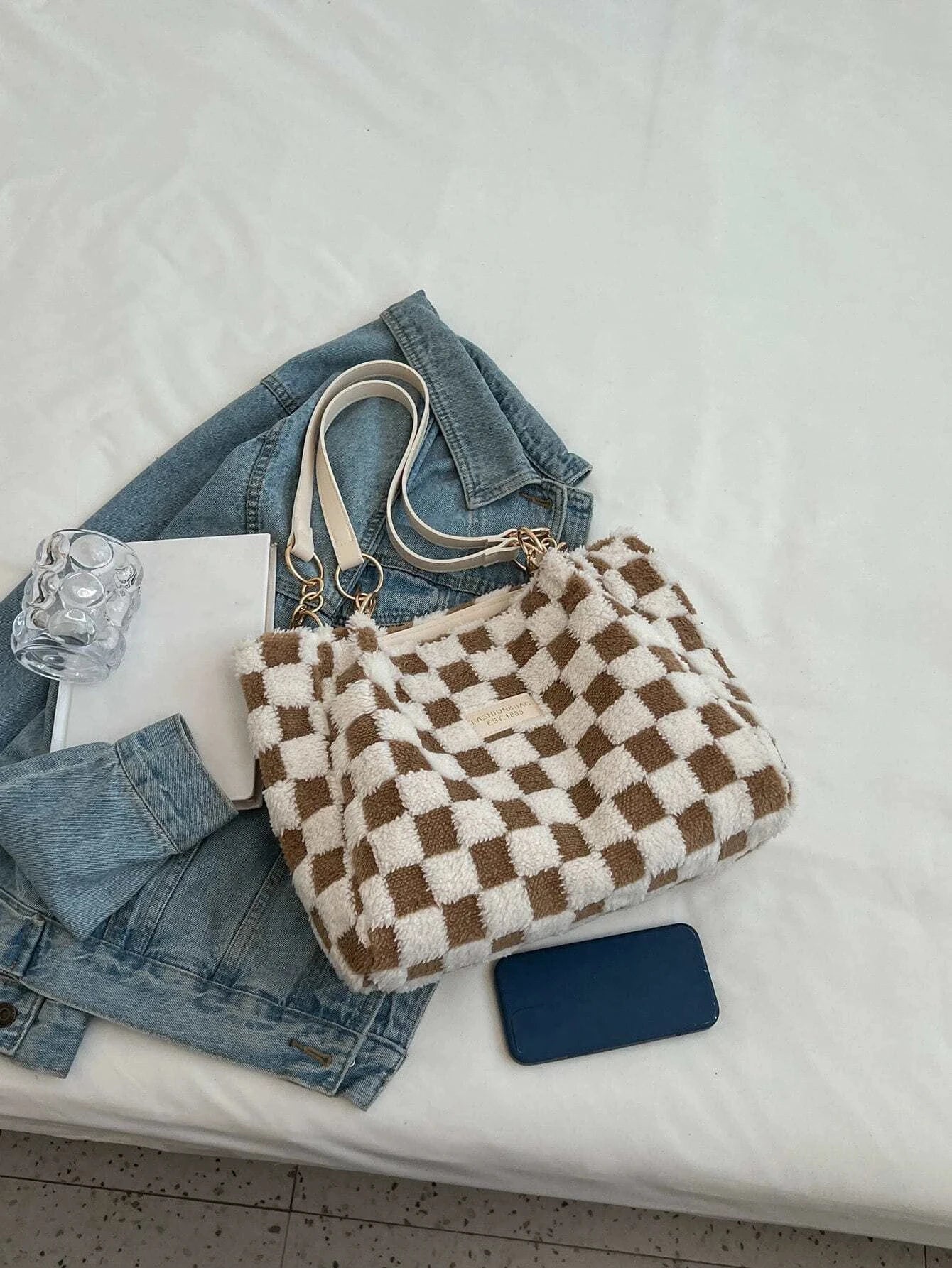 Venus - Trendy checkered shoulder bag for ladies-Elly Rose