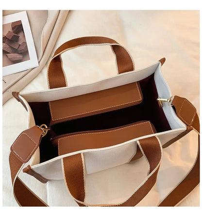 AMELIA - Large elegant canvas shoulder bag-Elly Rose