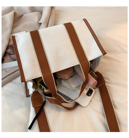 AMELIA - Large elegant canvas shoulder bag-Elly Rose