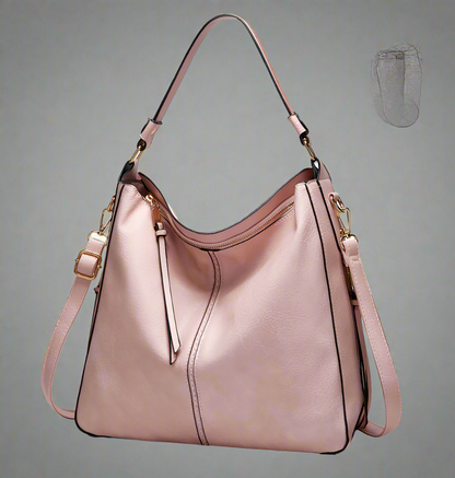 Cecile | Elegant leather messenger bag with large interior-Elly Rose