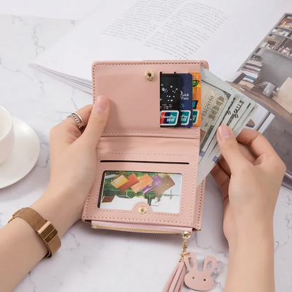 Small wallet with pompom zipper | Elegant and functional-Elly Rose