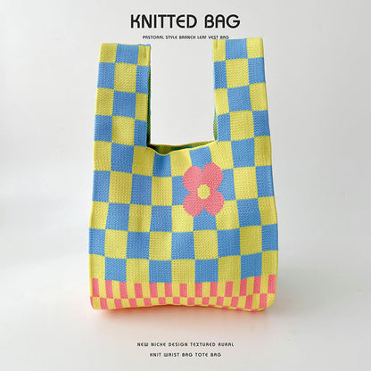 Knitted bag - Retro Flower-Elly Rose