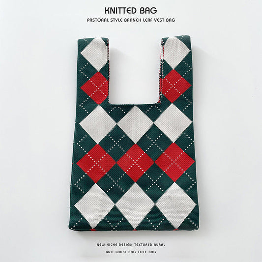 Knitted bag - squares-Elly Rose