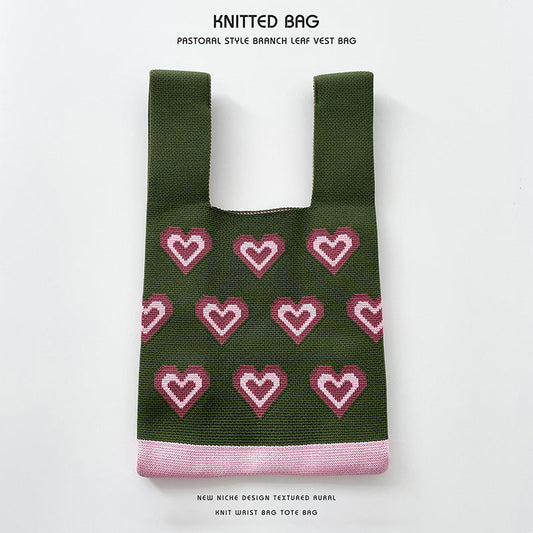 Knitted bag - Coeurs-Elly Rose