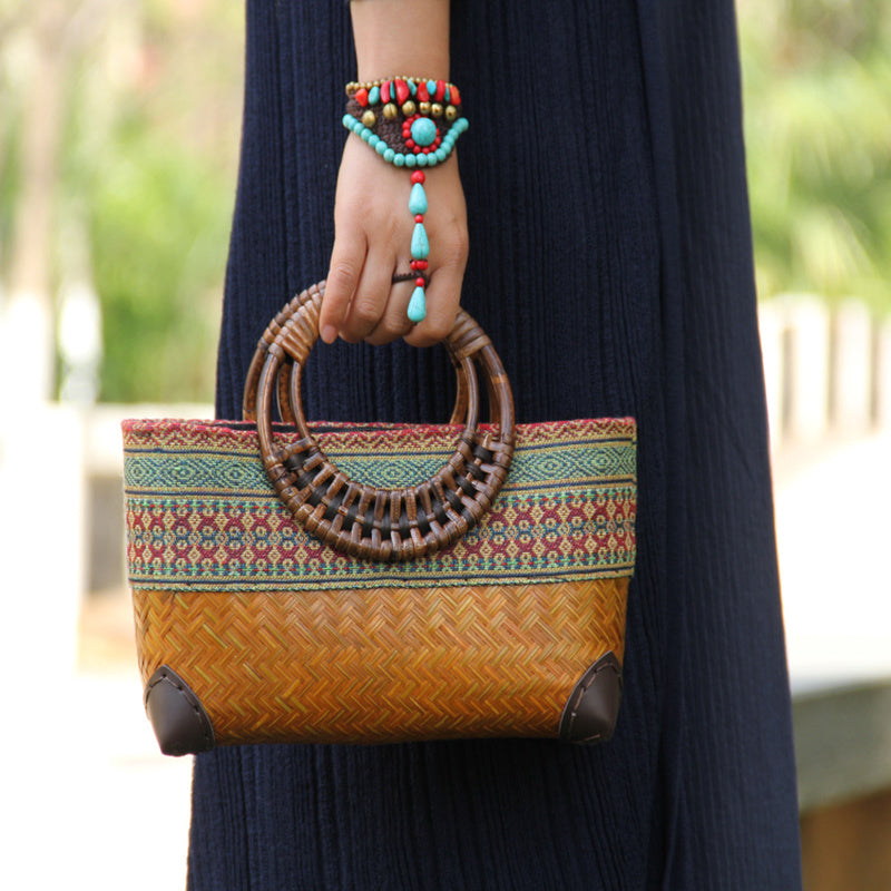 Milou | Woven bamboo bag-Elly Rose