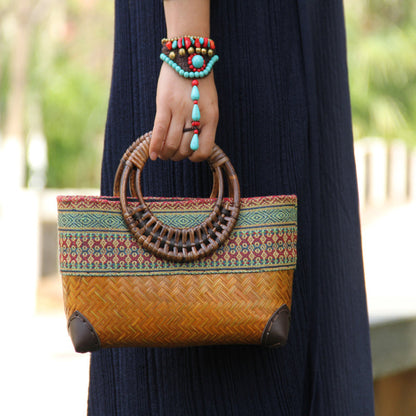 Milou | Woven bamboo bag-Elly Rose