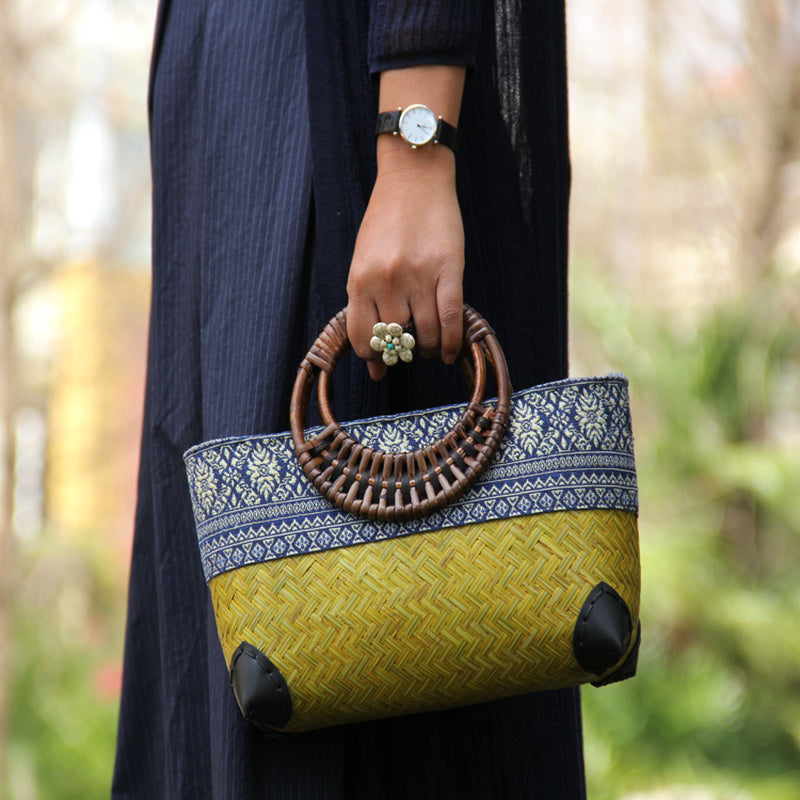 Milou | Woven bamboo bag-Elly Rose