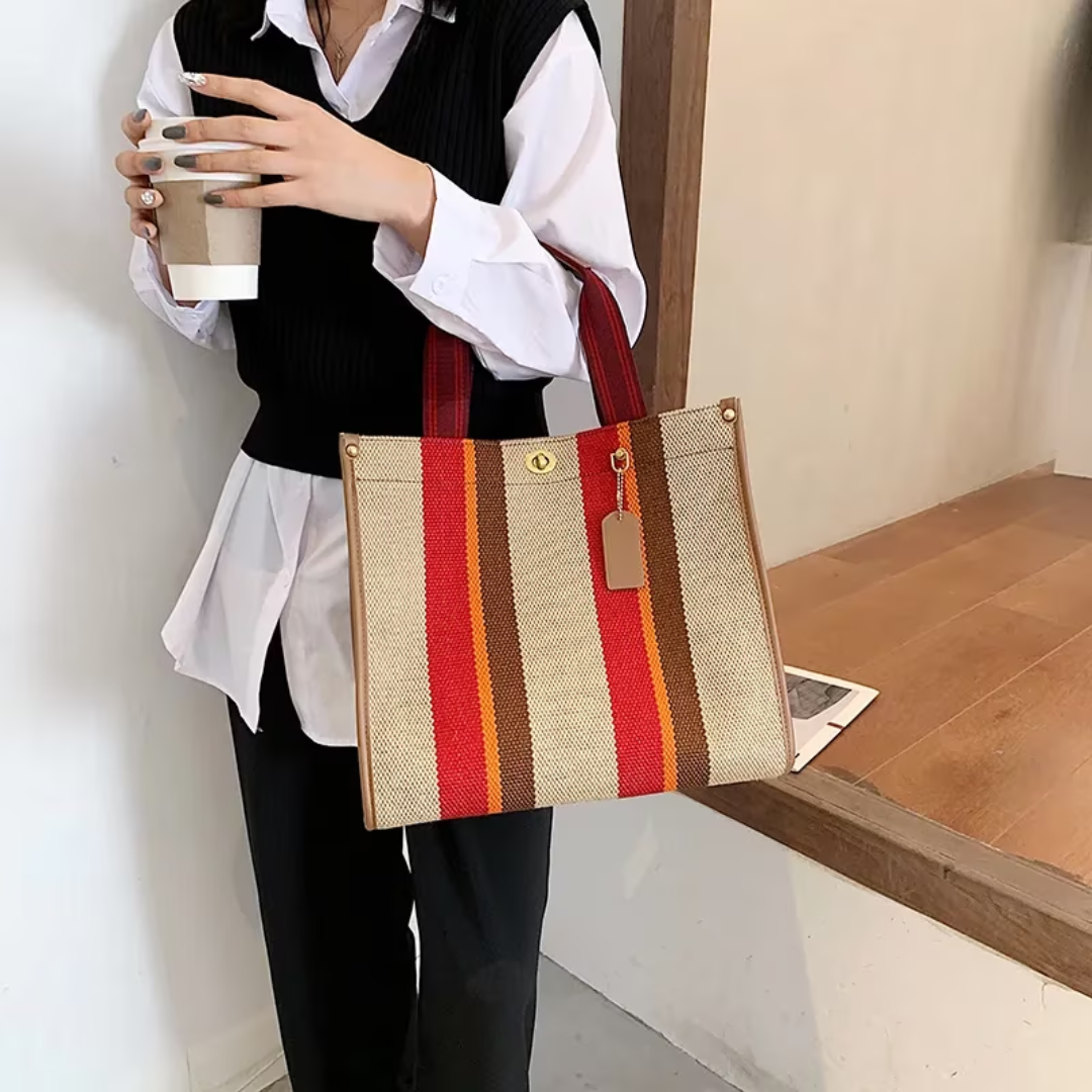 Ivy - Women's striped tote bag - Elegant and versatile-Elly Rose