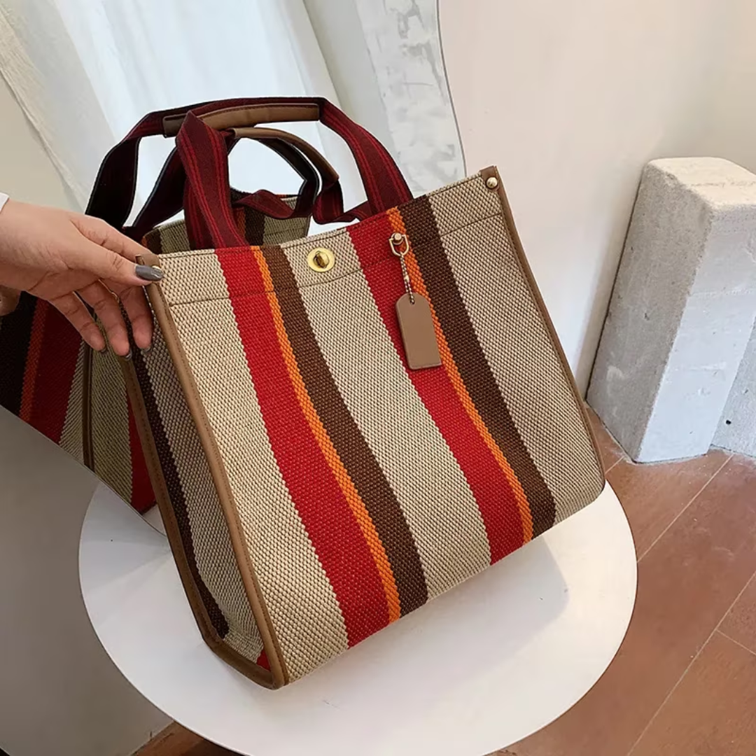 Ivy - Women's striped tote bag - Elegant and versatile-Elly Rose